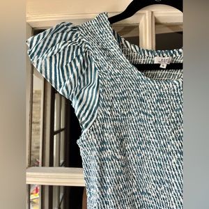 Kemi Telford blue gingham stripe smocked maxi dress